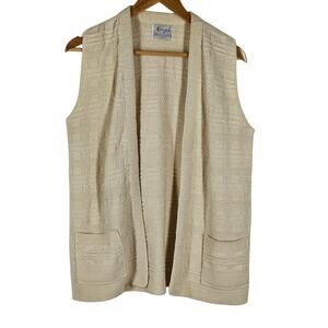 MILRANK Men's Beige Knit Sweater Vest - Medium, Classic Elegance with Pockets
